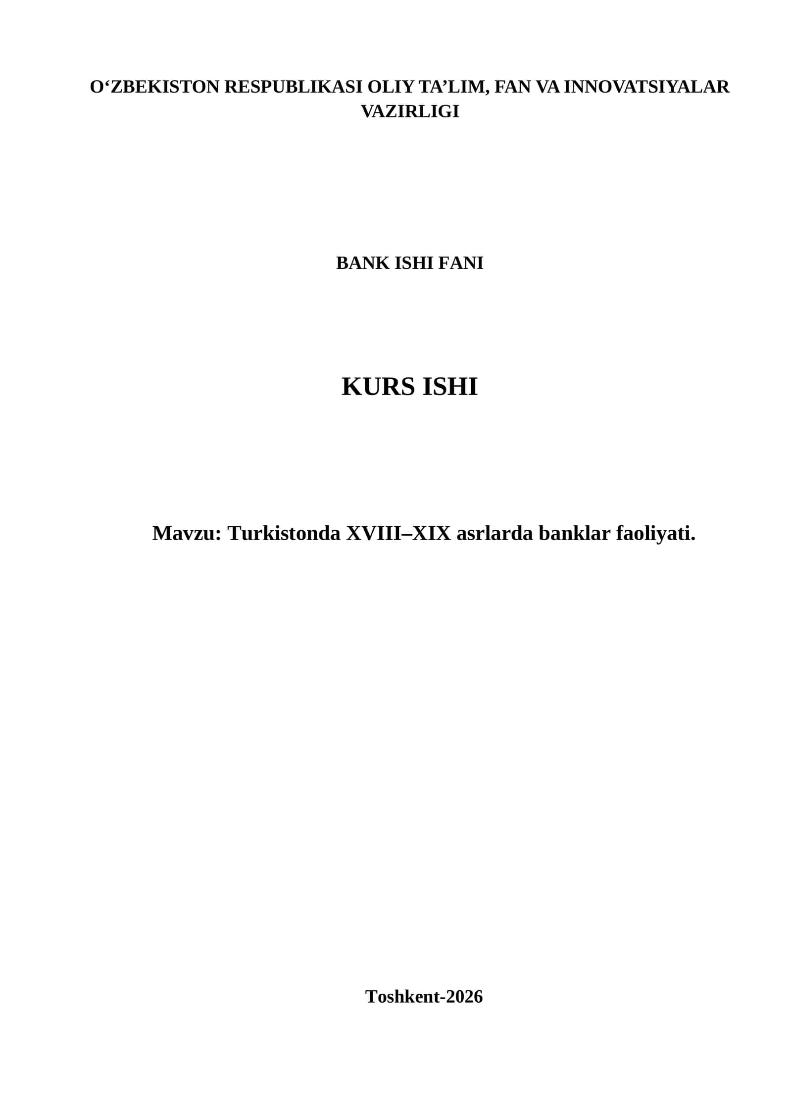 Turkistonda XVIII–XIX asrlarda banklar faoliyati