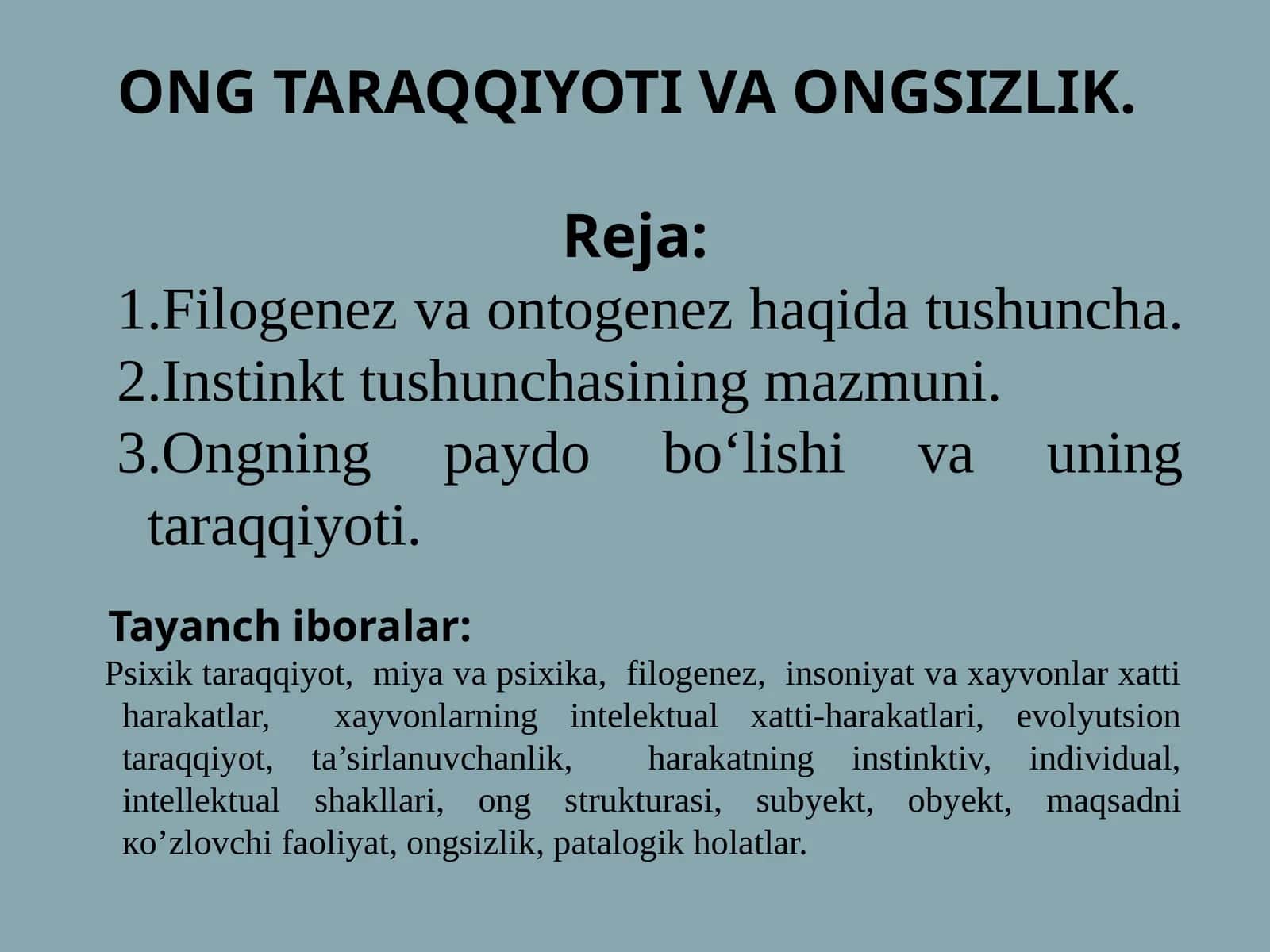 ONG TARAQQIYOTI VA ONGSIZLIK