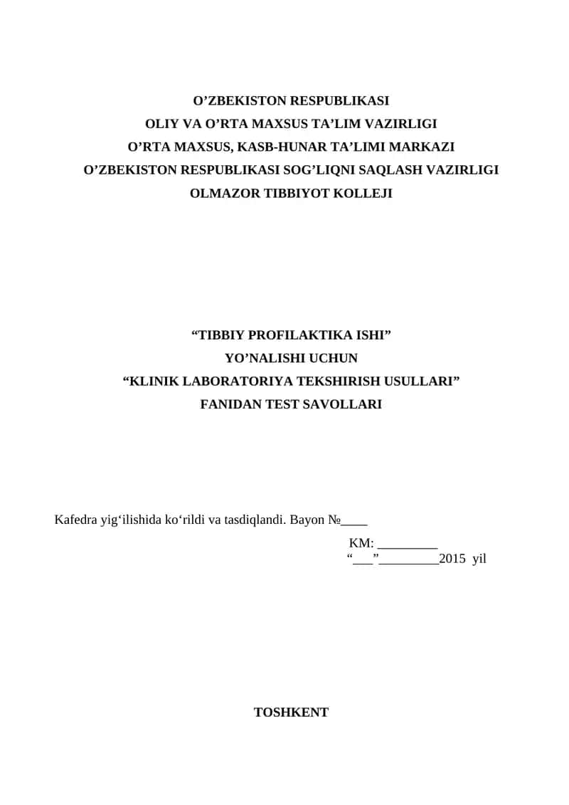KLINIK LABORATORIYA TEKSHIRISH USULLARI
