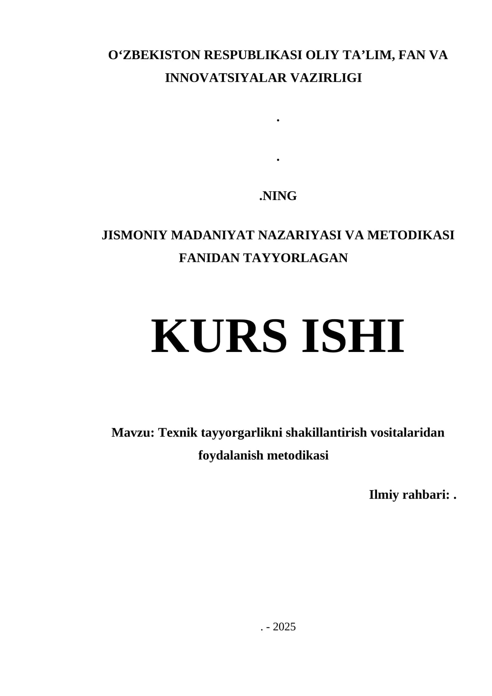 Texnik tayyorgarlikni shakillantirish vositalaridan foydalanish metodikasi