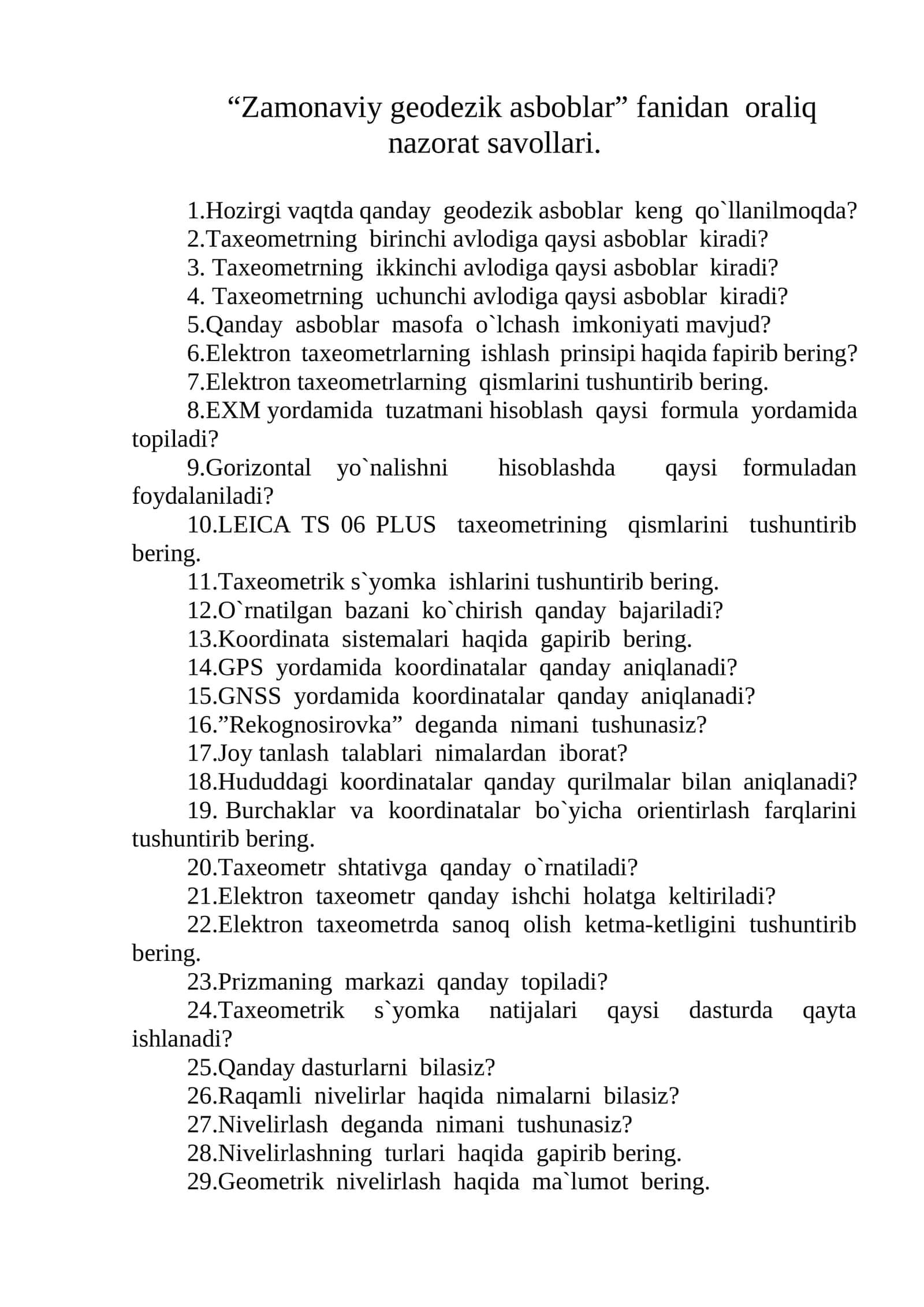 Zamonaviy geodezik asboblar