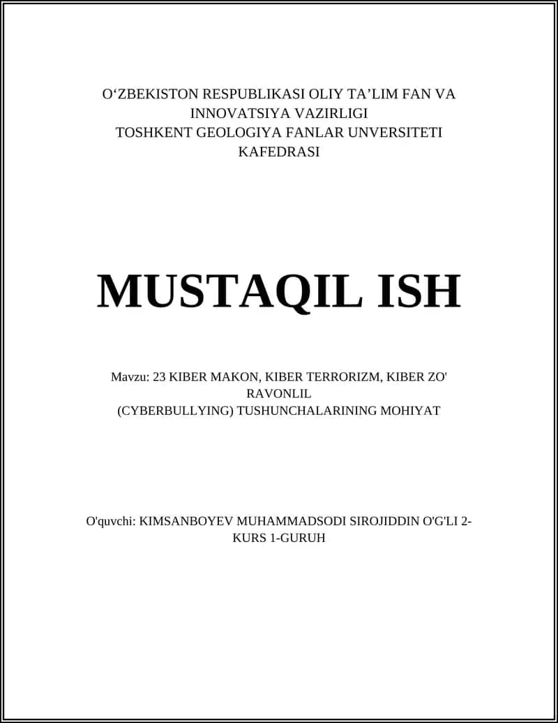 KIBER XAVFSIZLIK
