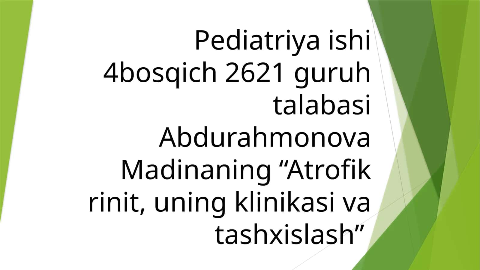 Atrofik rinit, uning klinikasi va tashxislash