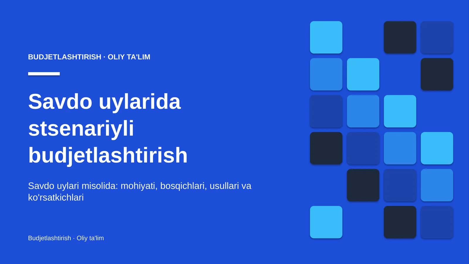 Savdo uylarida stsenariyli budjetlashtirish