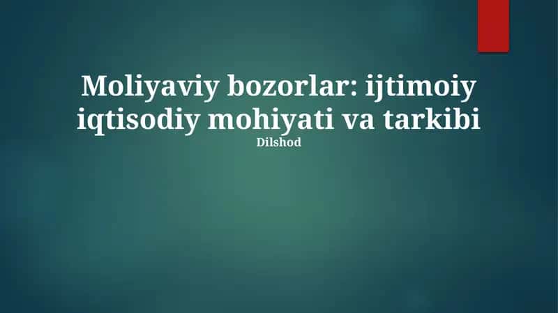 Moliyaviy bozorlar