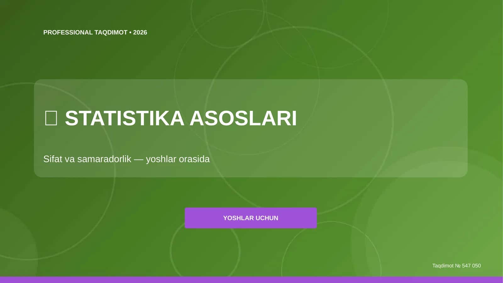Statistika asoslari: sifat va samaradorlik (yoshlar orasida) [yoshlar uchun]