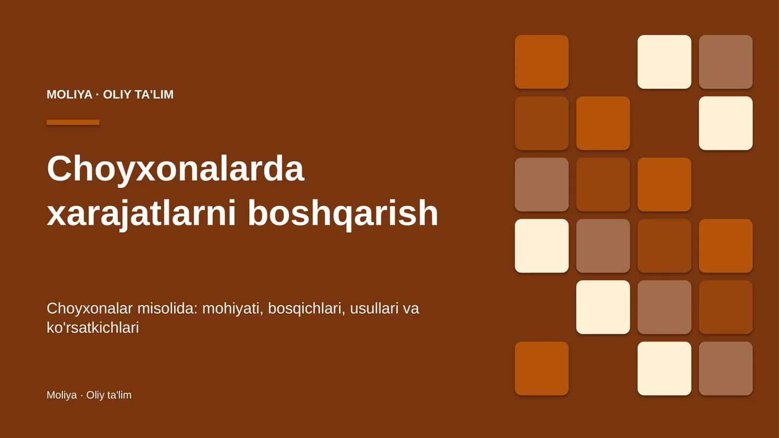 Choyxonalar misolida: mohiyati, bosqichlari, usullari va ko'rsatkichlari