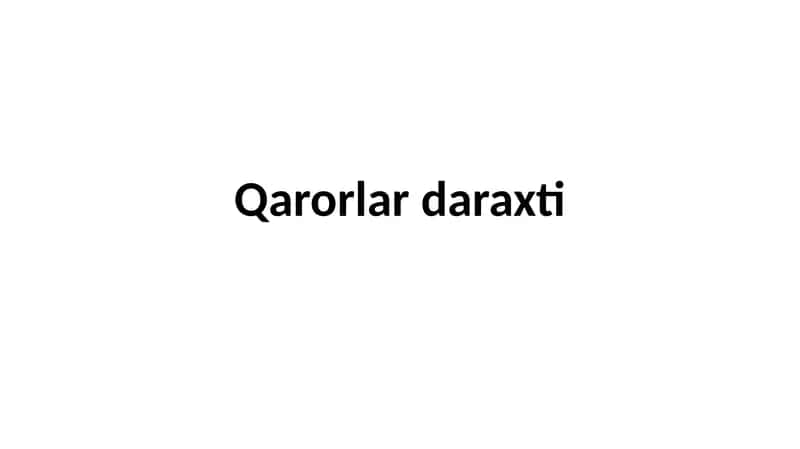 Qarorlar daraxti