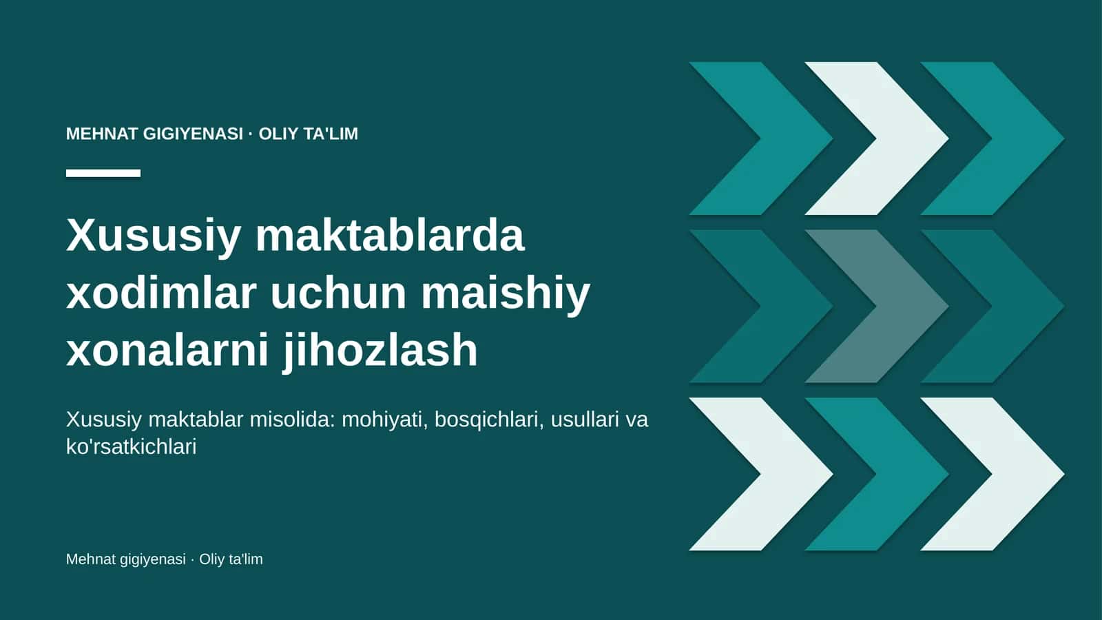 Xususiy maktablarda xodimlar uchun maishiy xonalarni jihozlash