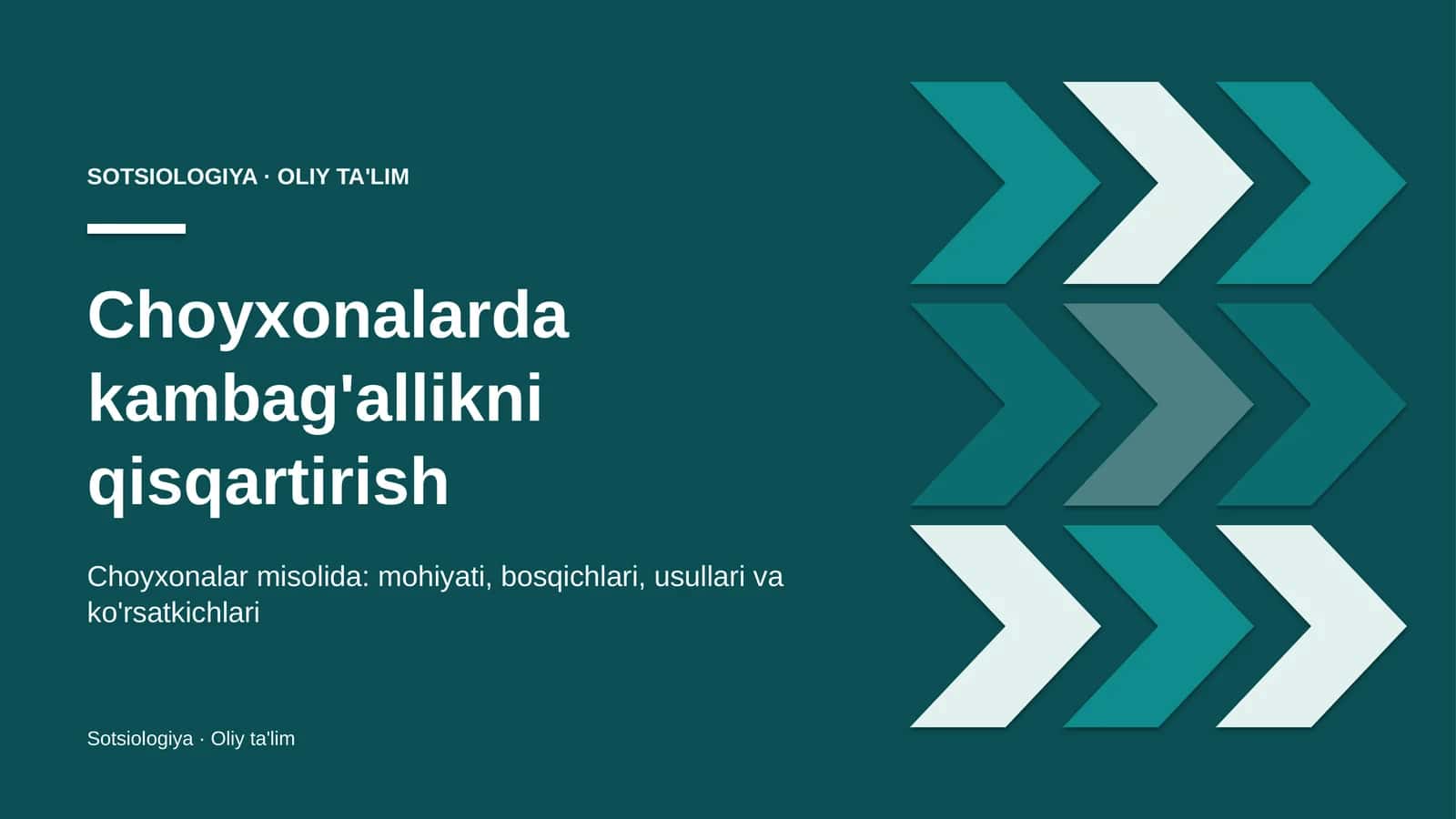 Choyxonalar misolida: mohiyati, bosqichlari, usullari va ko'rsatkichlari