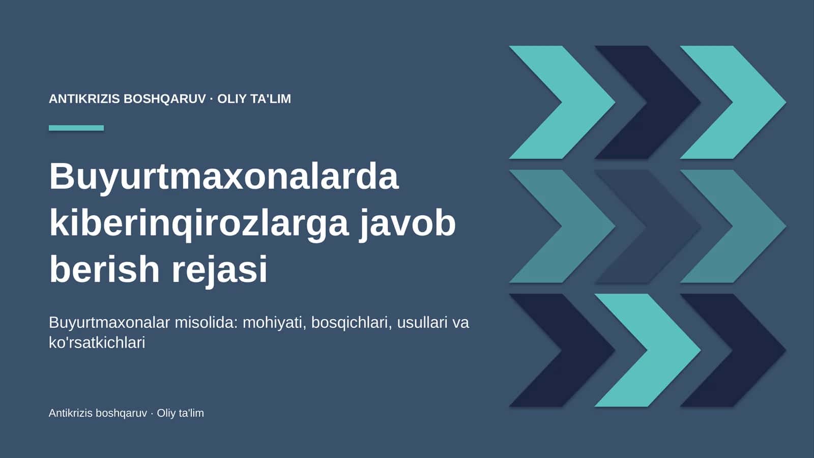 Buyurtmaxonalarda kiberinqirozlarga javob berish rejasi