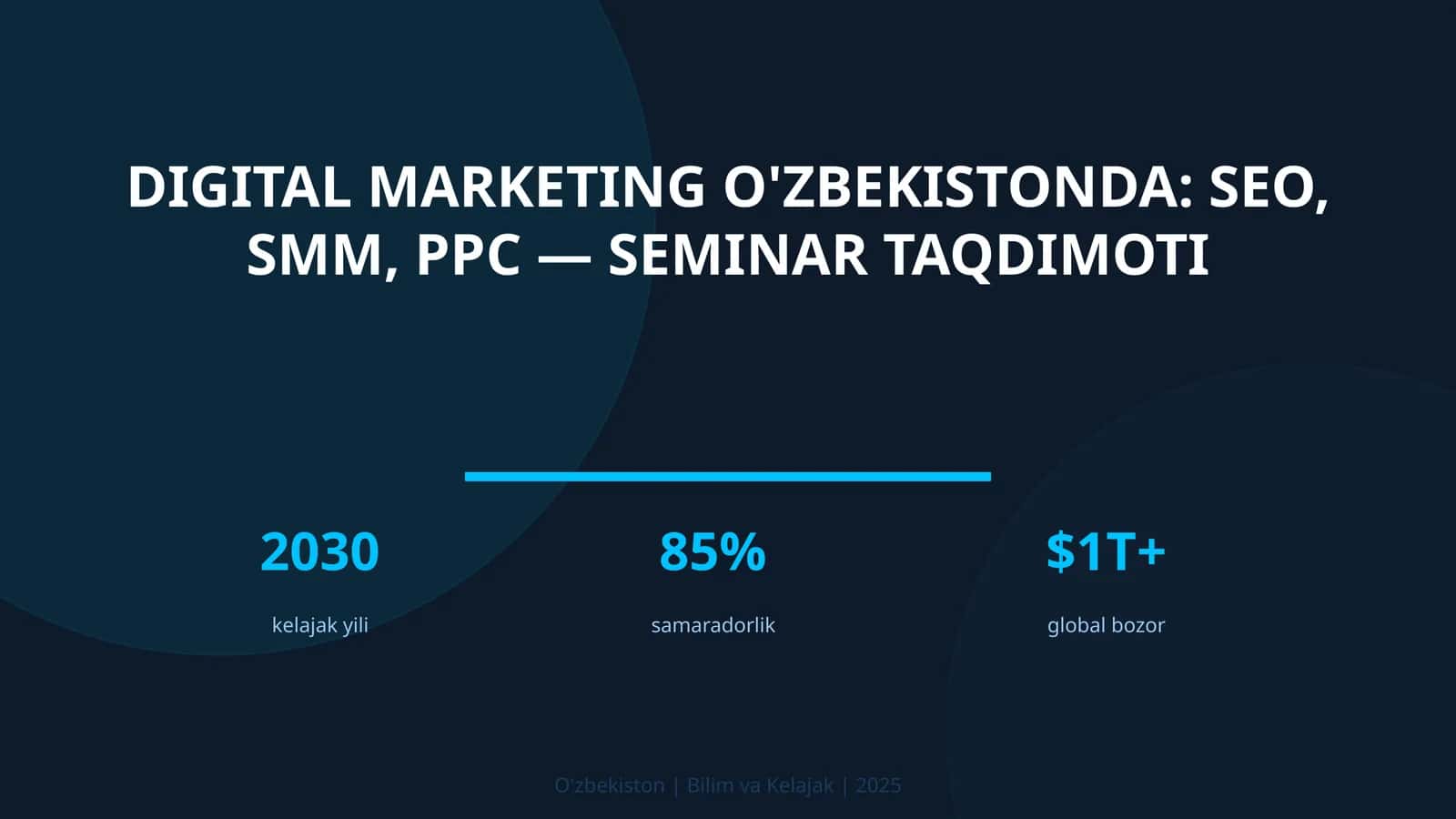 Digital marketing O'zbekistonda: SEO, SMM, PPC — seminar taqdimoti
