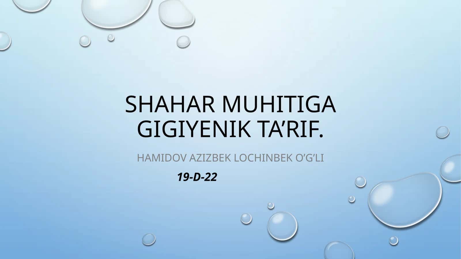 Shaxar muhitiga gigienik tarif