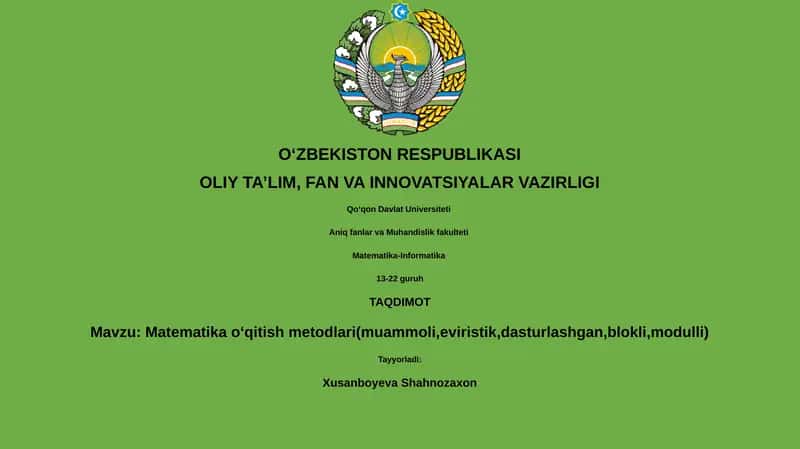 Matematika oʻqitish metodlari