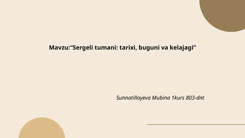 Sergeli tumani: tarixi, buguni va kelajagi