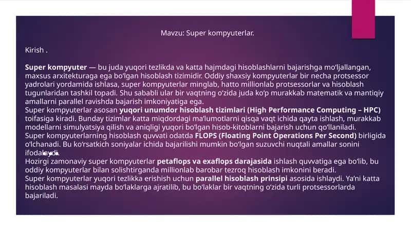 Superkompyuterlar