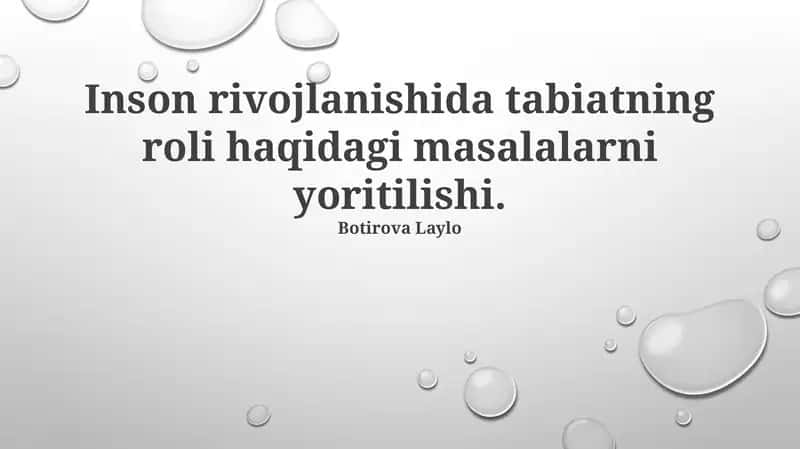 Inson rivojlanishi va tabiat