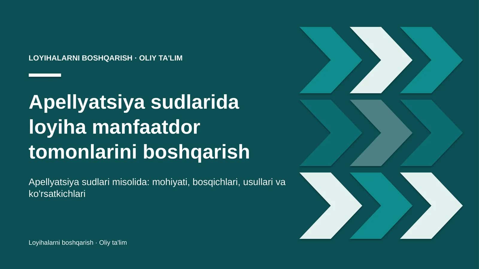 Loyihalarni boshqarish · Oliy ta'lim
