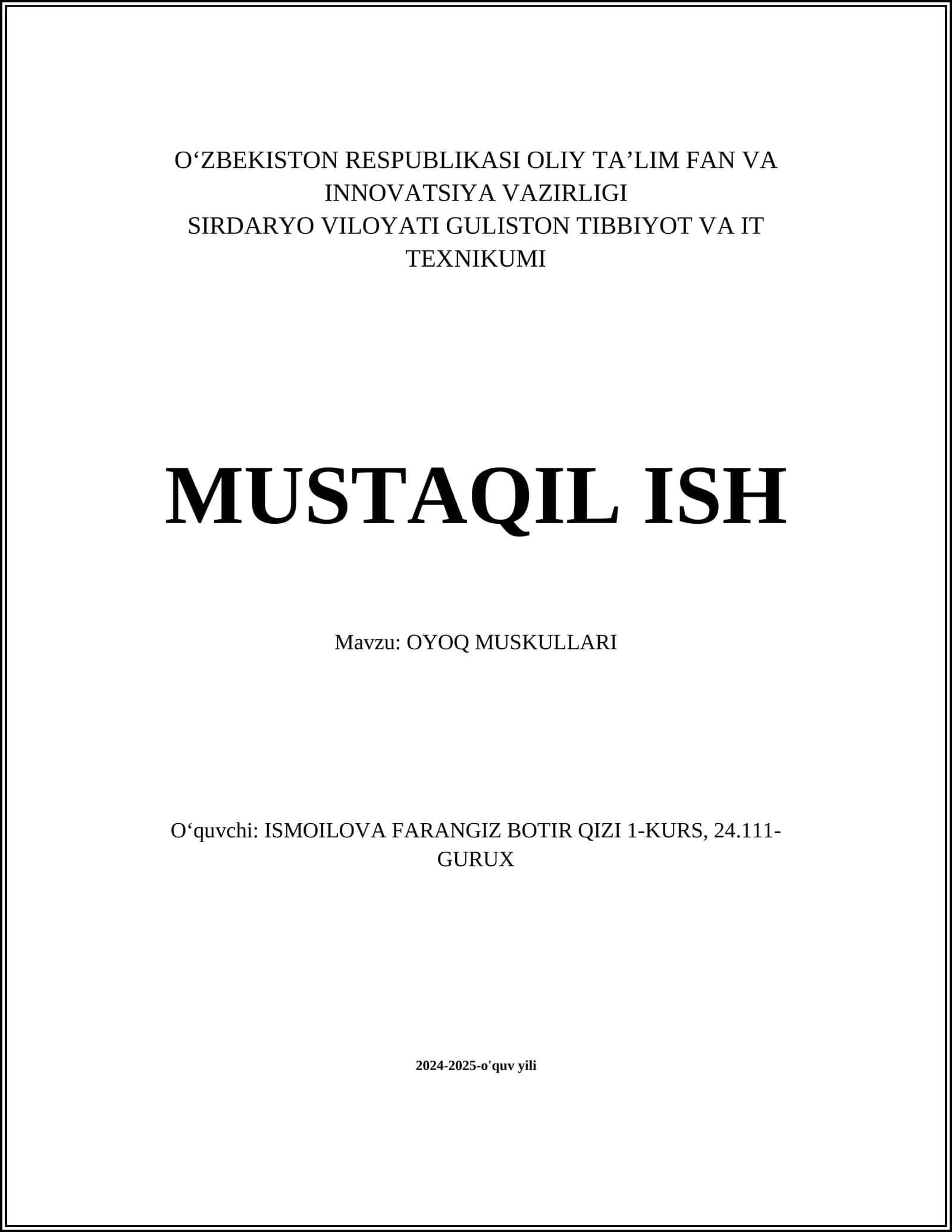OYOQ MUSKULLARI