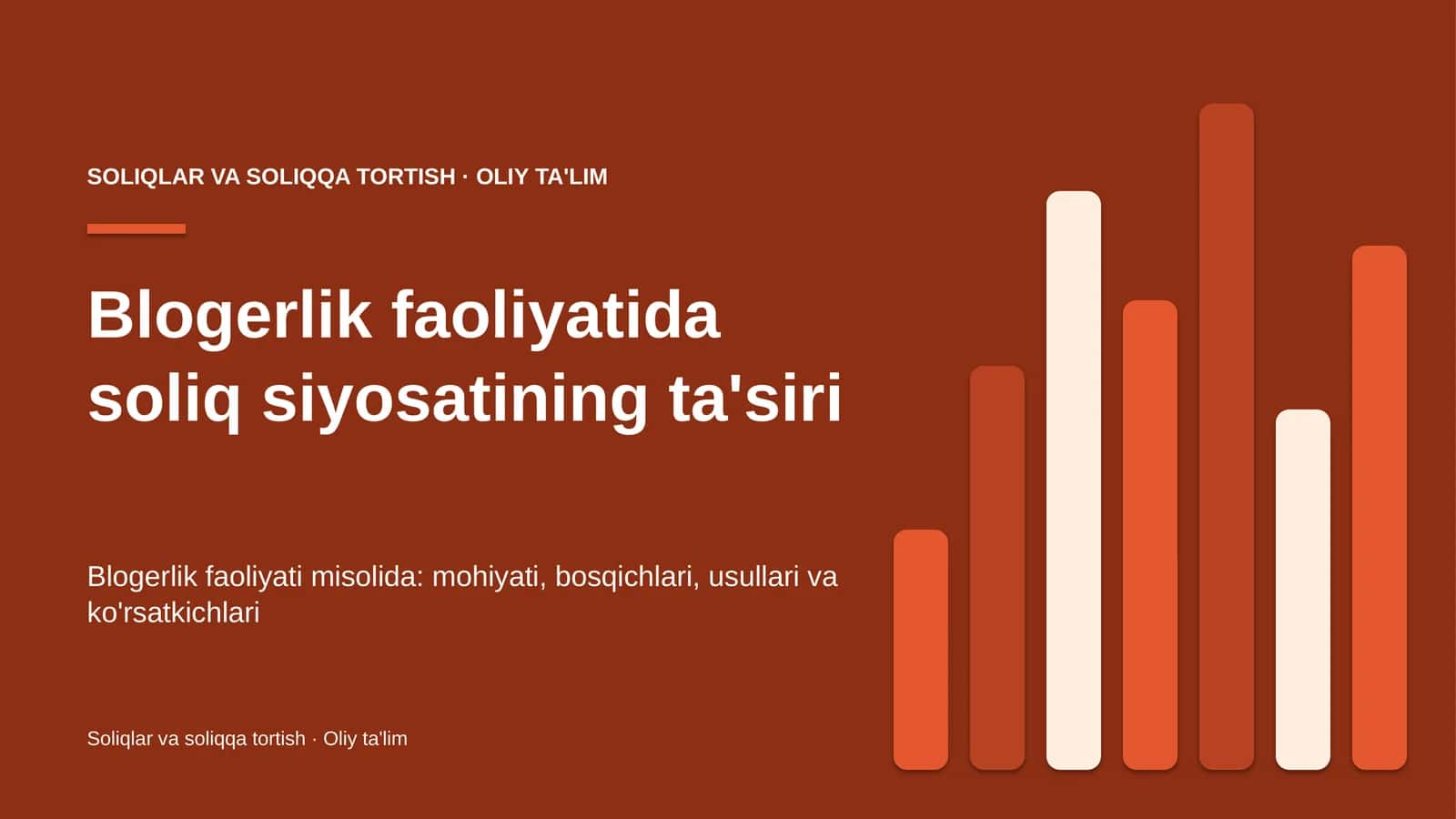 Blogerlik faoliyatida soliq siyosatining ta'siri