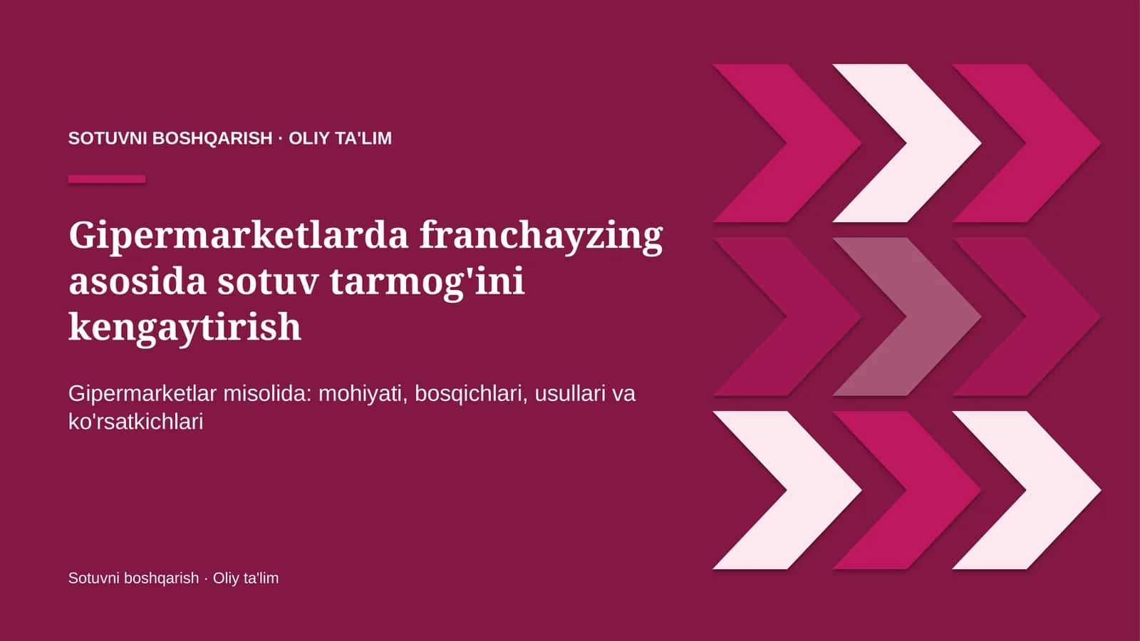Gipermarketlarda franchayzing asosida sotuv tarmog'ini kengaytirish