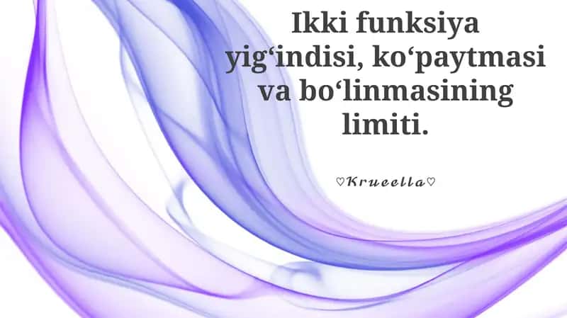 Funksiyalar Yig'indilarining Limitlari