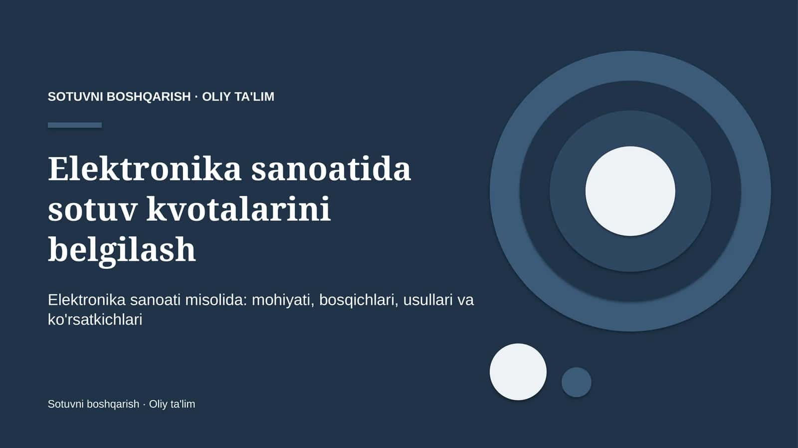 Elektronika sanoatida sotuv kvotalarini belgilash