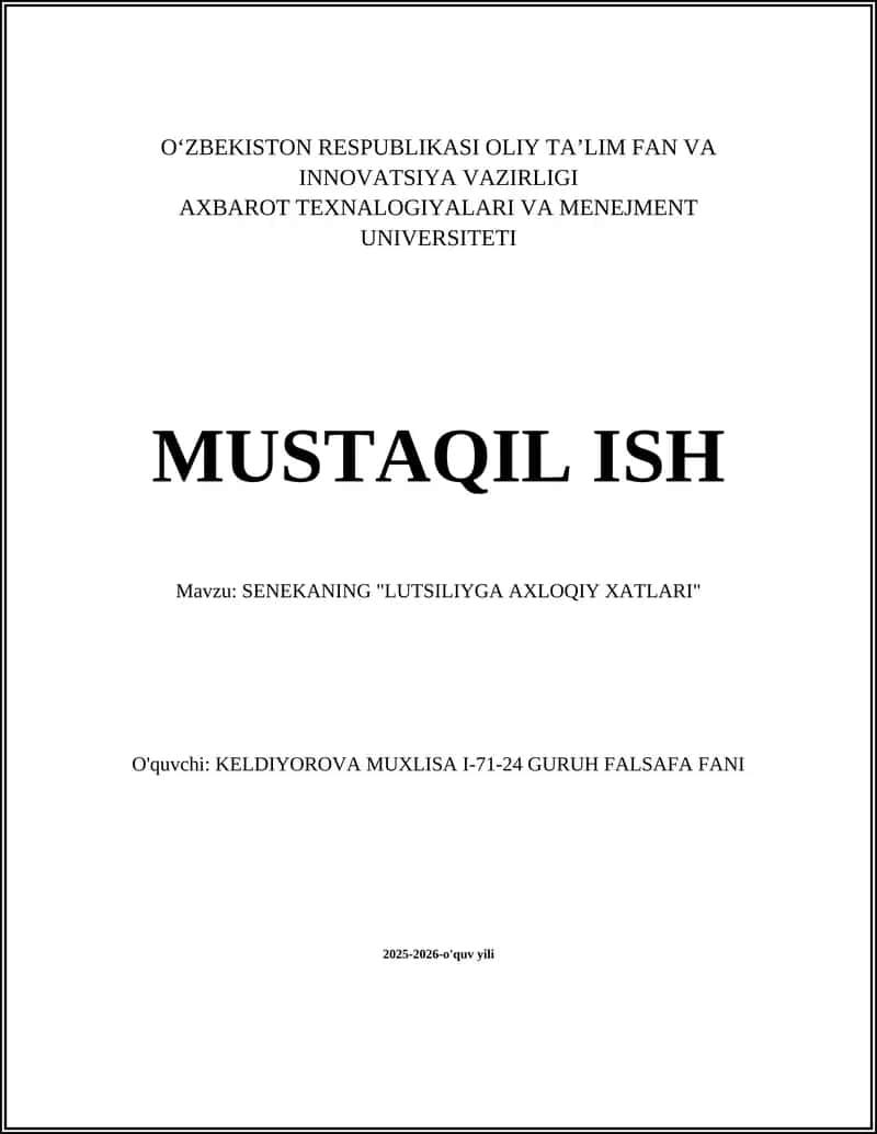 Senekaning "Lutsiliyga axloqiy xatlari"