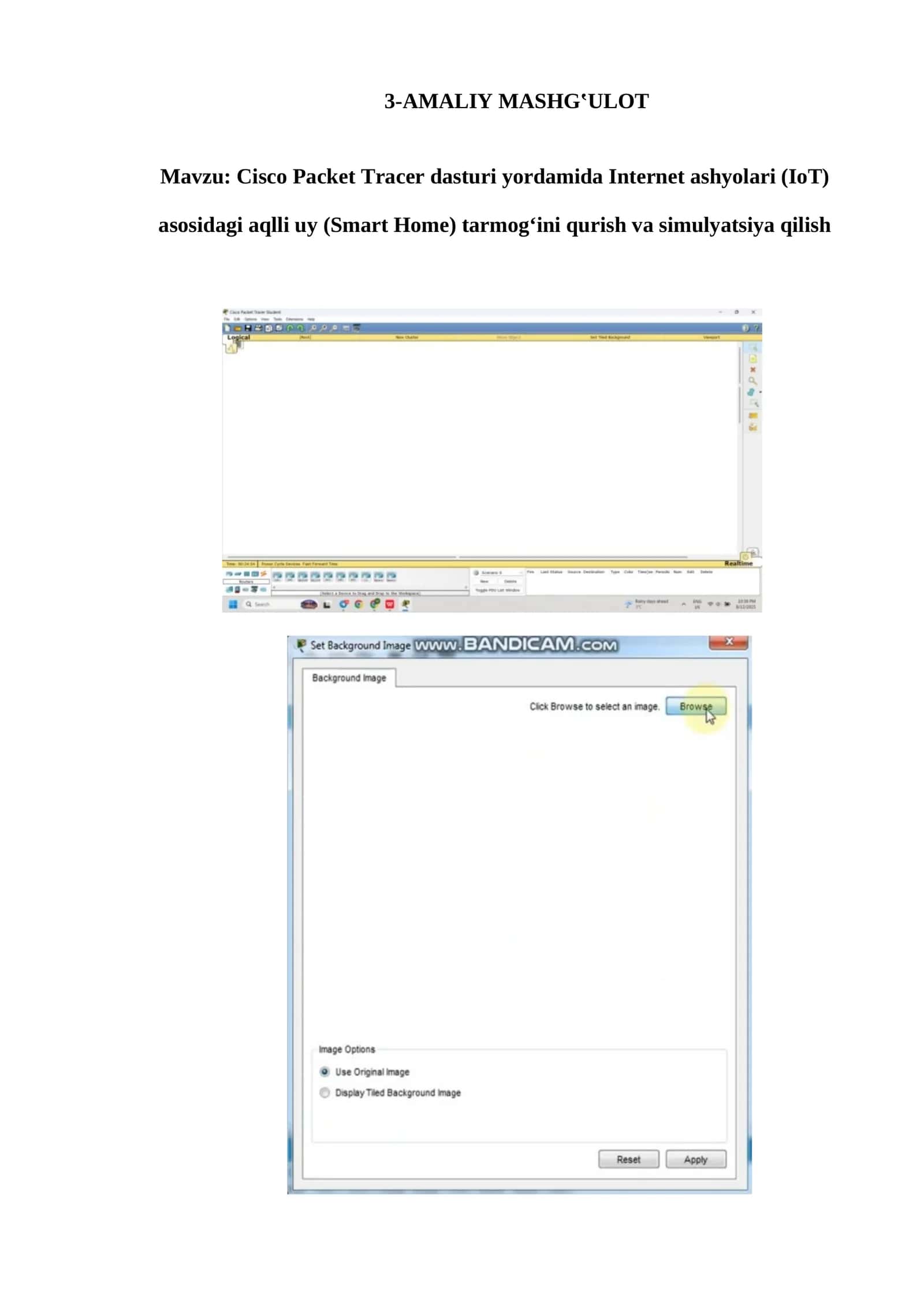 Cisco Packet Tracer dasturi yordamida Internet ashyolari (IoT)