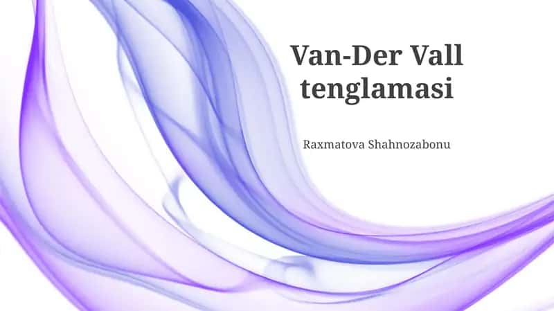 Van-Der Vall tenglamasi