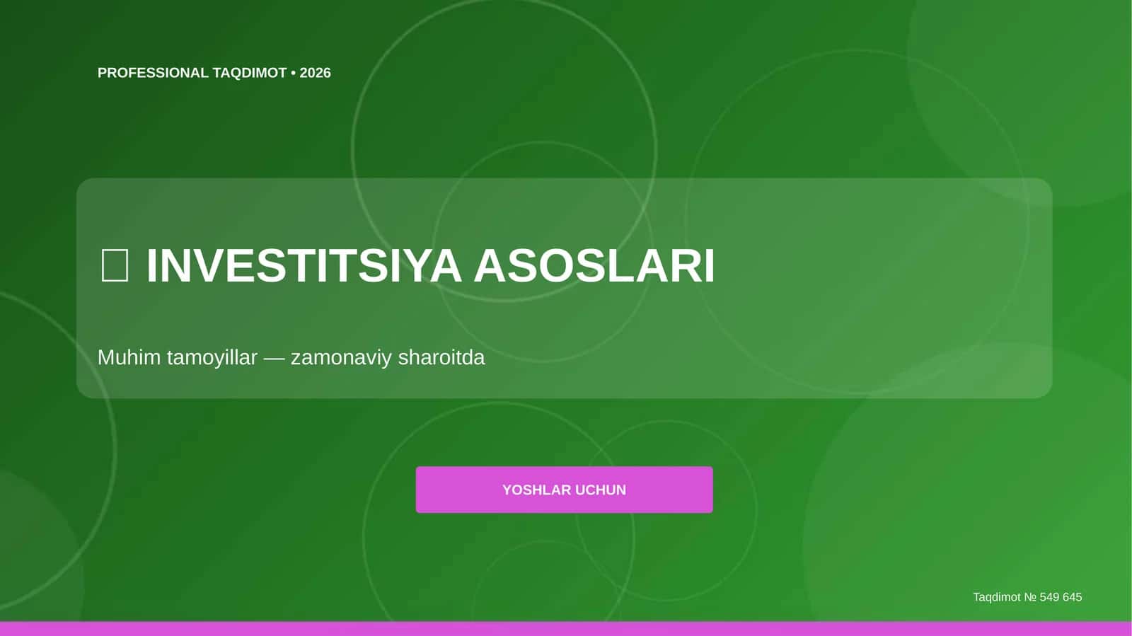 INVESTITSIYA ASOSLARI