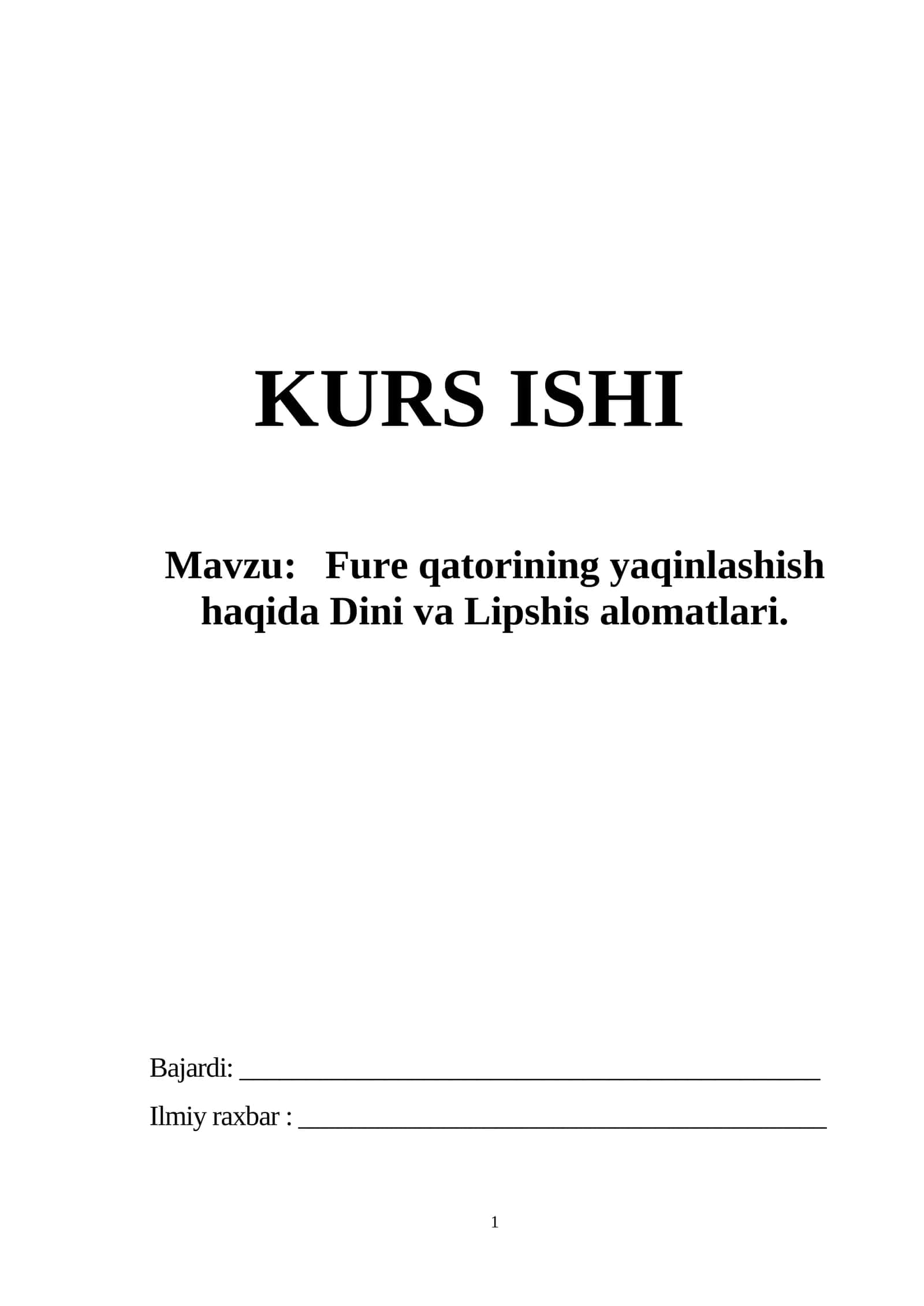 Fure qatorining yaqinlashish haqida Dini va Lipshis alomatlari