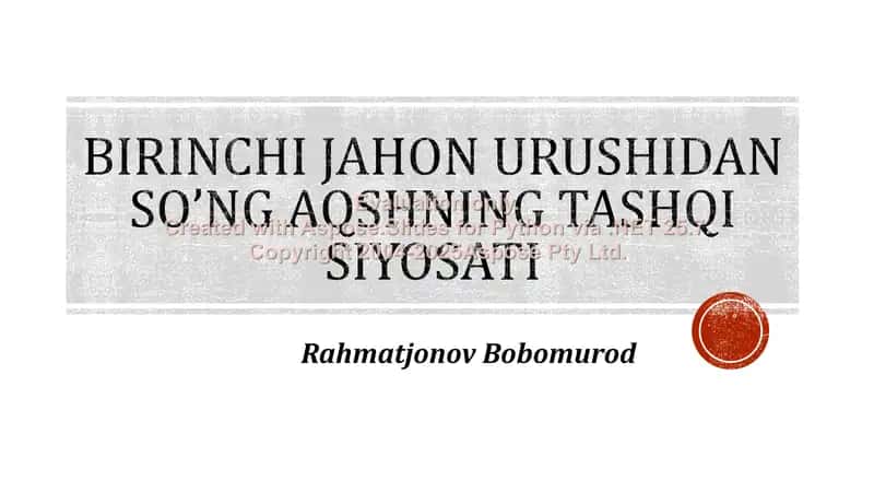 Birinchi jahon urushidan so’ng AQSHning tashqi siyosati