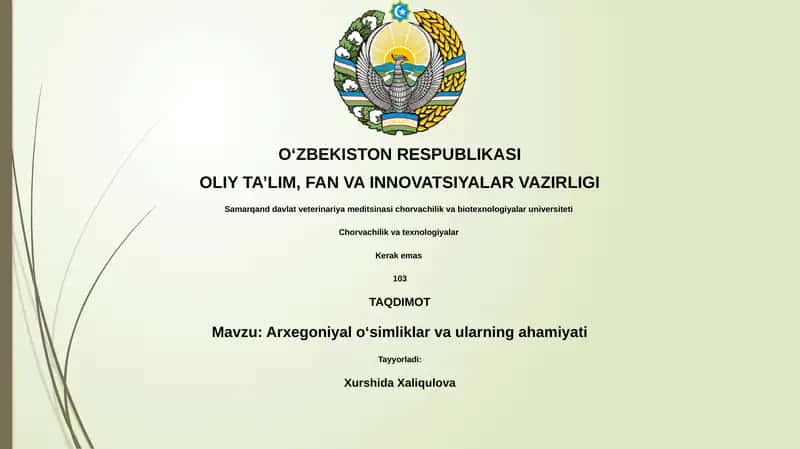 Arxegoniyal O'simliklar va Ularning Ahamiyati