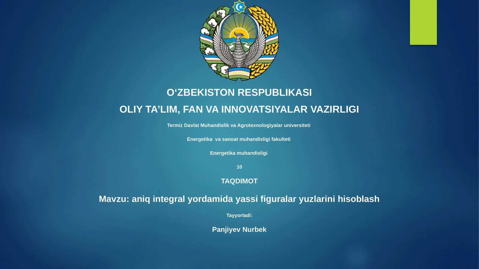 Yassi figuralar yuzlarini hisoblash