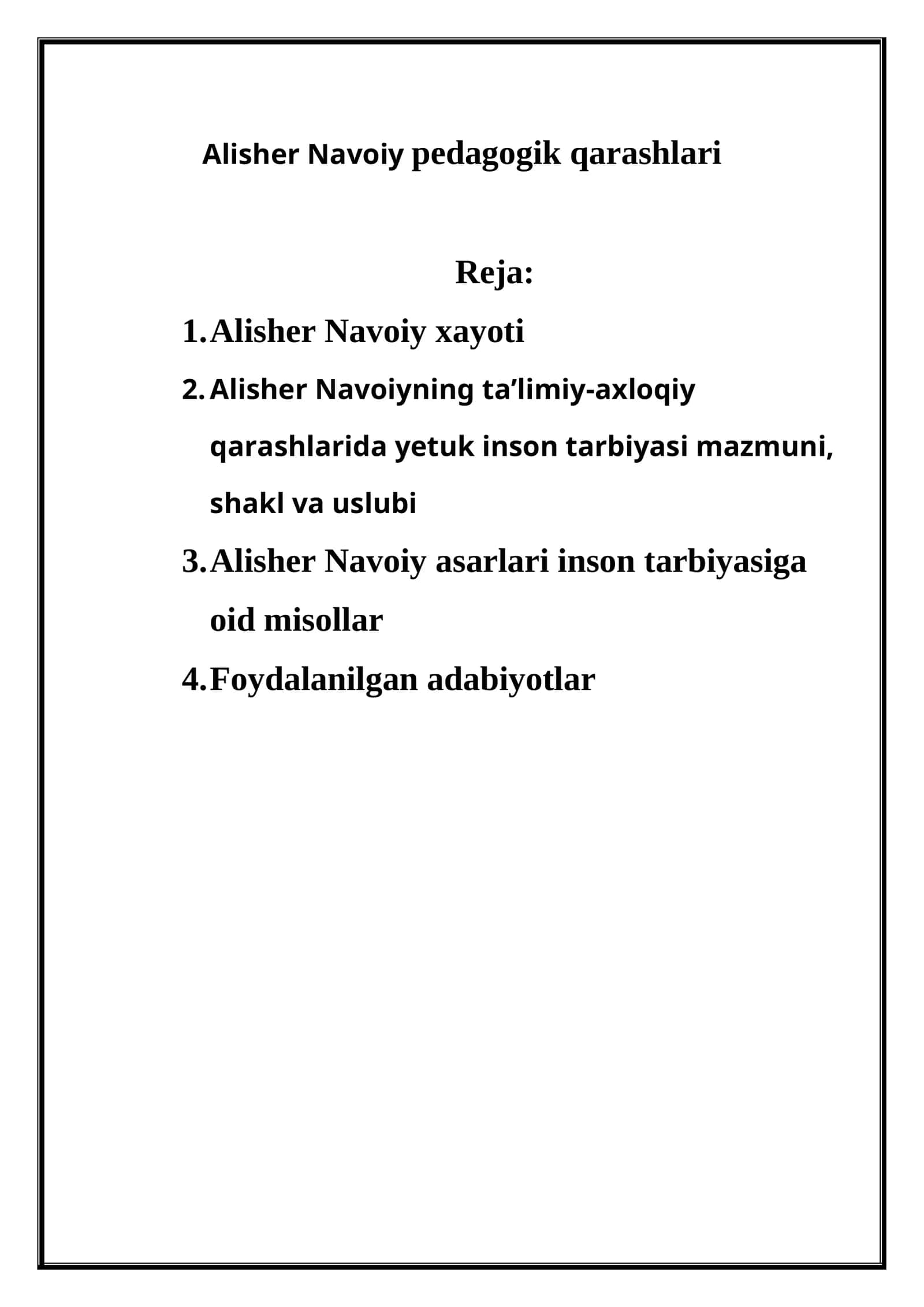 Alisher Navoiy pedagogik qarashlari