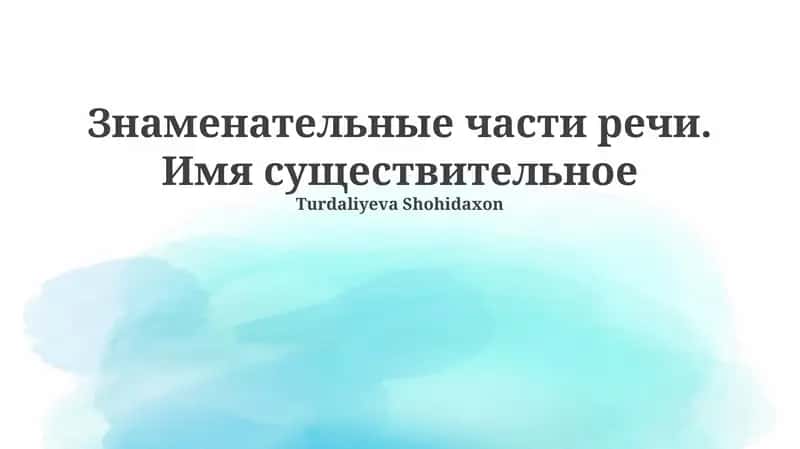 Знаменательные части речи. Имя существительное