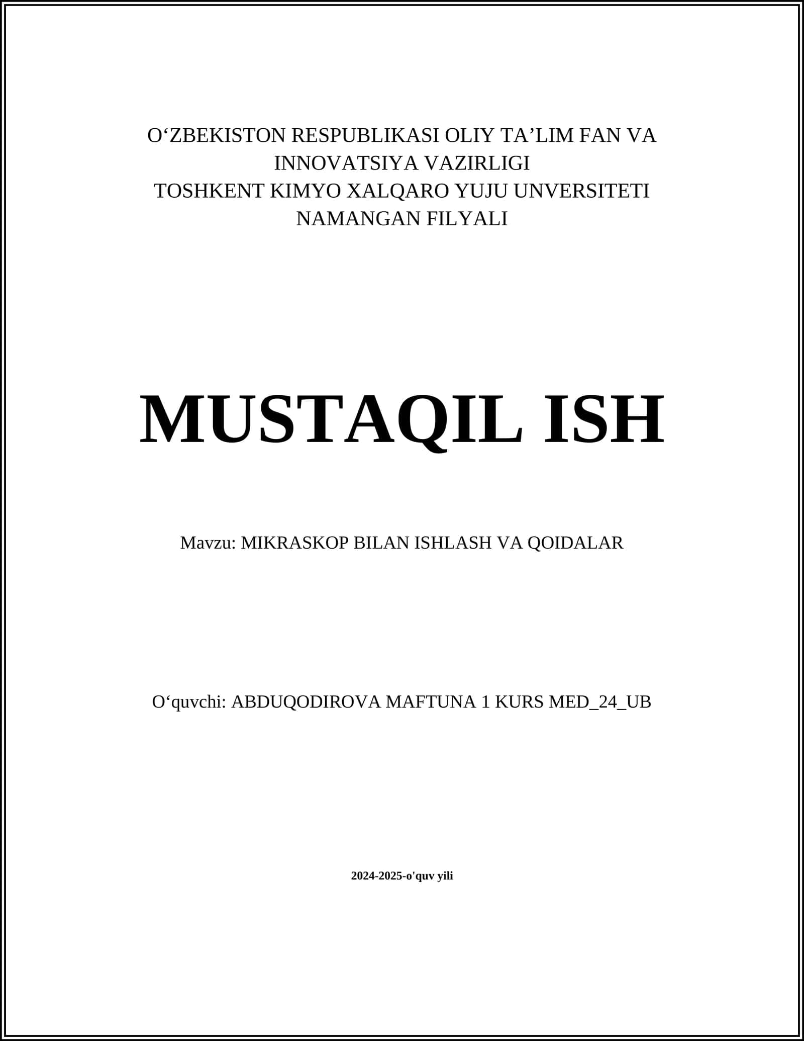 Mikroskop bilan ishlash va qoidalar