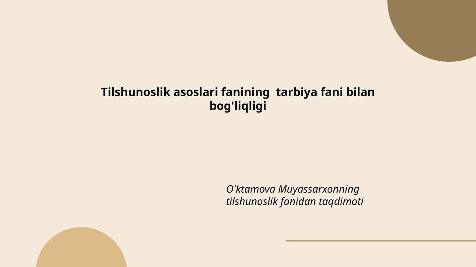 Tilshunoslik asoslari fani