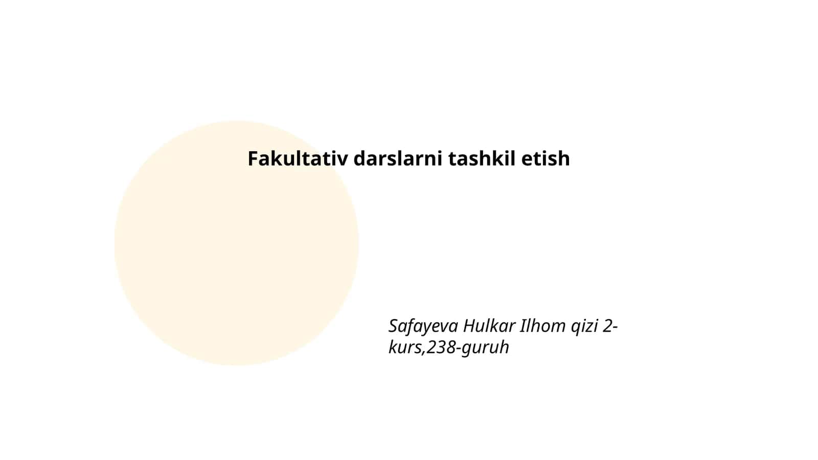 Fakultativ darslarni tashkil etish