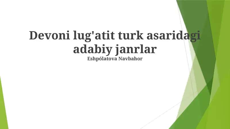 Devoni lug'atit turk asaridagi adabiy janrlar