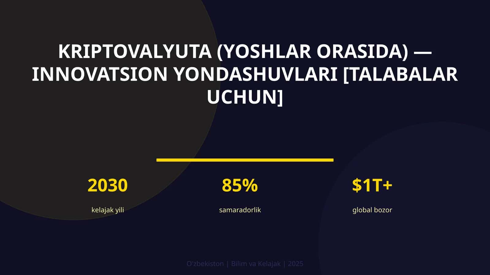Kriptovalyuta (yoshlar orasida) — innovatsion yondashuvlari [talabalar uchun]