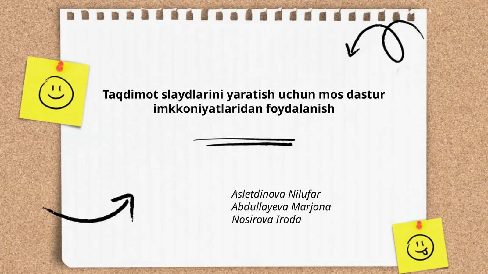 Taqdimot slaydlarini yaratish uchun mos dastur imkkoniyatlaridan foydalanish