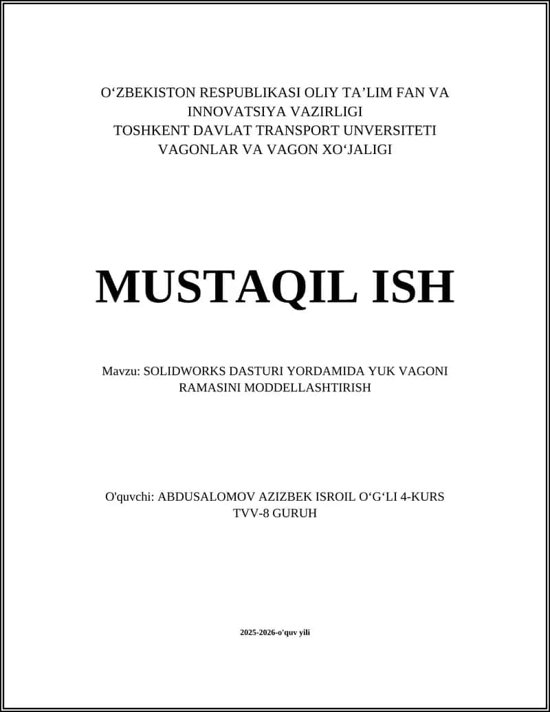Yuk Vagoni Ramasini Moddellashtirish