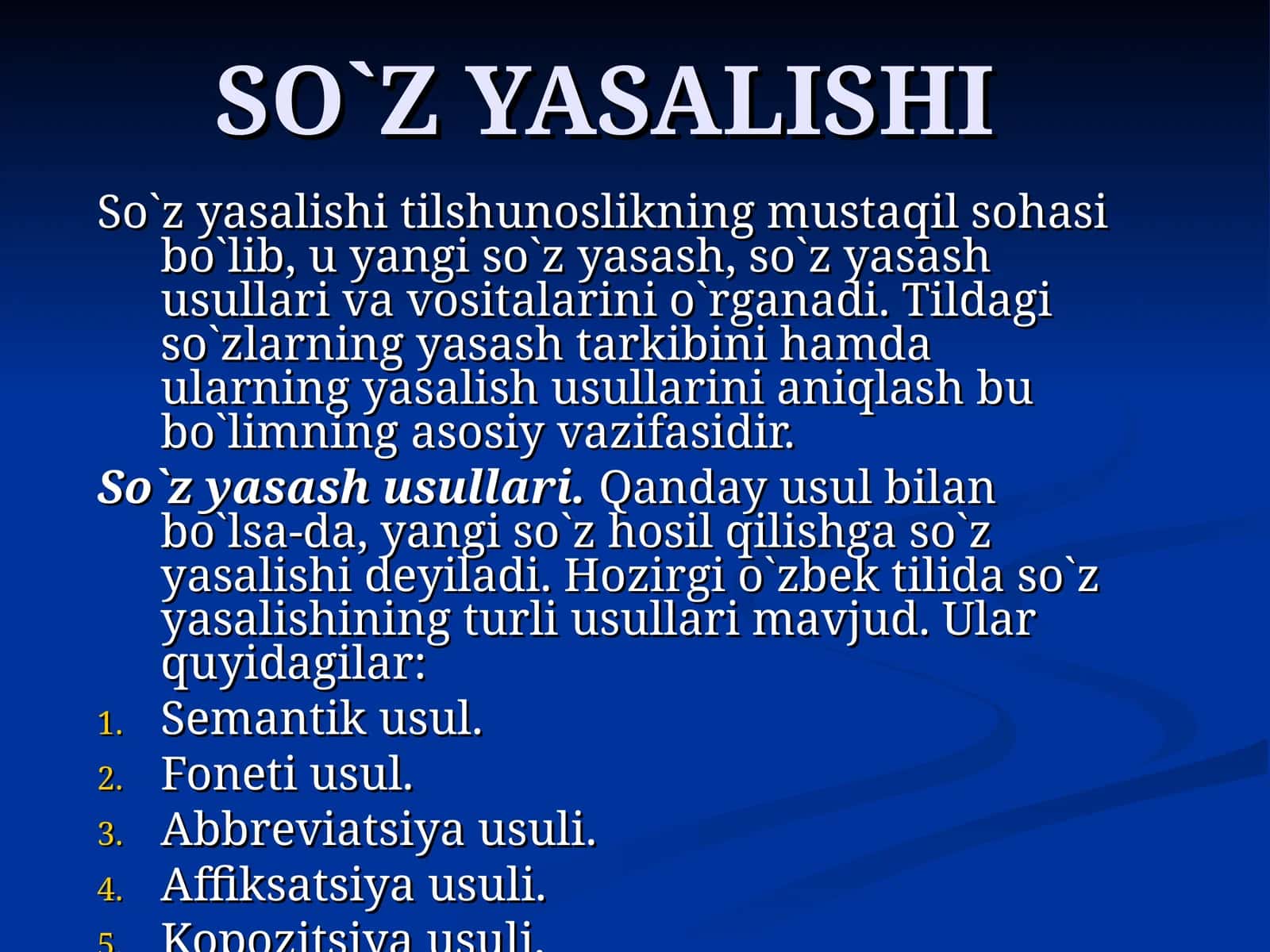 So`z yasalishi