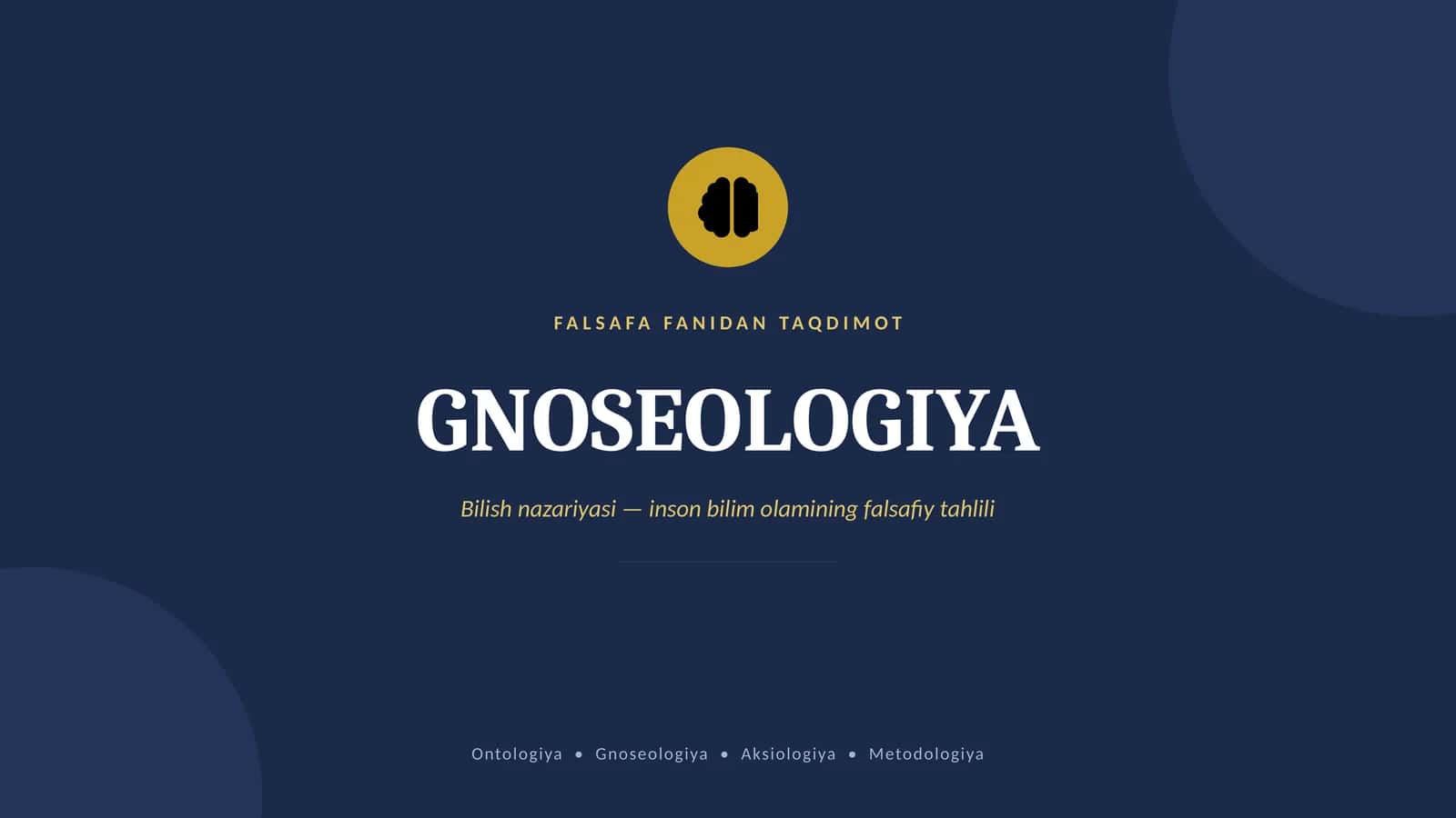 FALSAFA FANIDAN TAQDIMOT