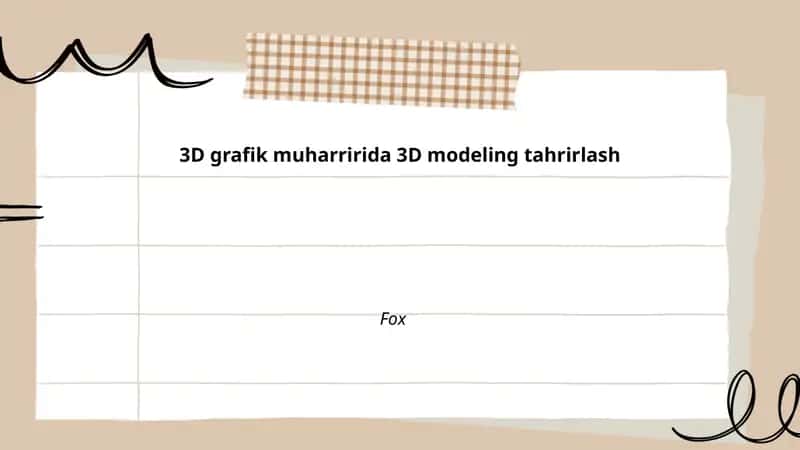 Vertex, edge va face manipulyatsiyasi 3D modelning asosiy elementlarini bevosita tahrirlashni anglatadi