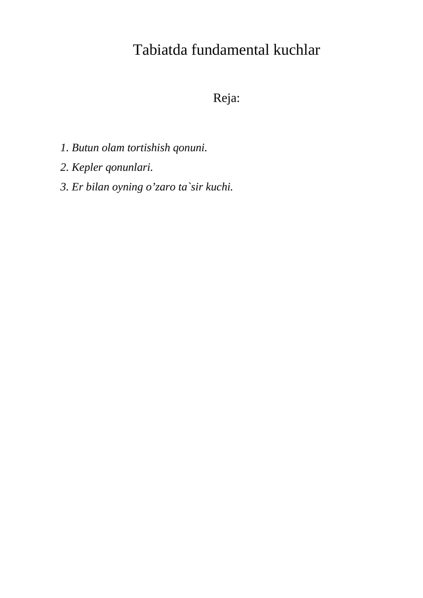 Tabiatda fundamental kuchlar