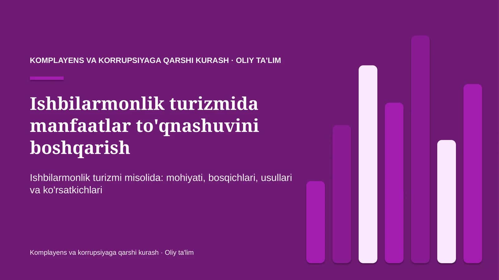 Ishbilarmonlik turizmida manfaatlar to'qnashuvini boshqarish