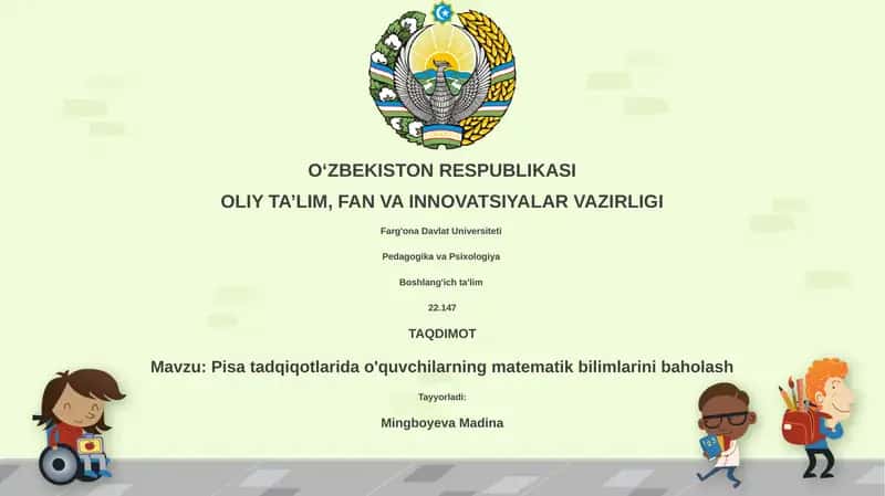 PISA tadqiqotlarida o'quvchilarning matematik bilimlarini baholash